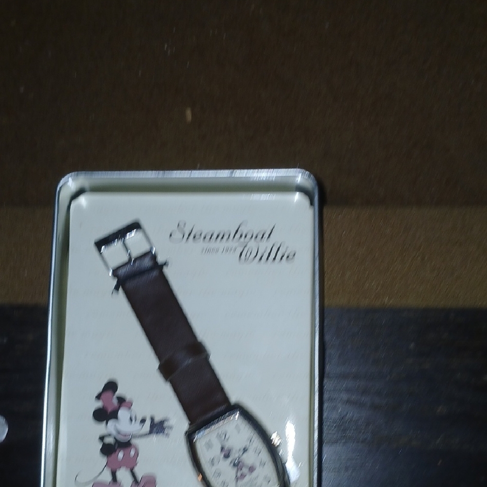 Steamboat Willie Mickey Mouse Leather Strap Watch